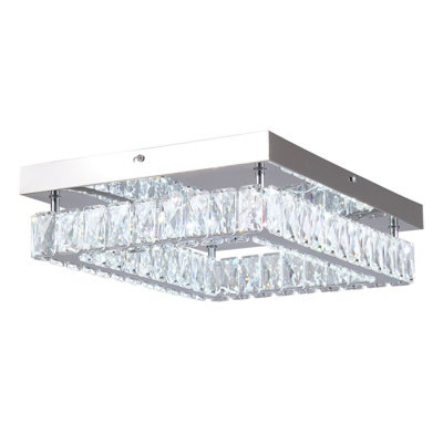 Thehotsale 25W Rectangular Stainless Steel White Crystal Ceiling Light Chandelier from B&Q