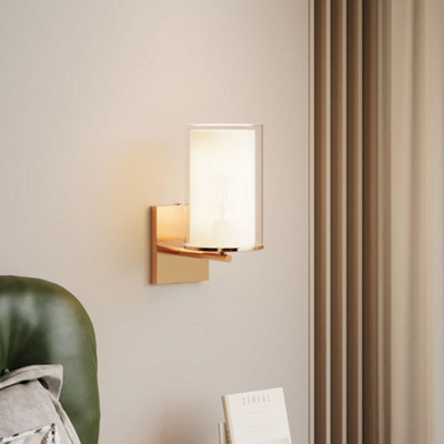 Thehotsale Modern Double-Layer Glass Cylinder Lampshade Gold Wall Light-G9 from B&Q