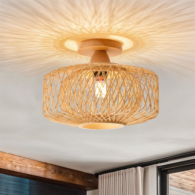 Thehotsale E27 Modern And Naturally Style Dual-Layer Bamboo-Woven Shade Ceiling Light from B&Q