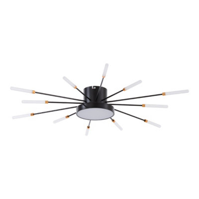 B&Q -  Modern 12 Lights Black Dimmable Low Energy Led Ceiling Light Fixture With Remote Control
