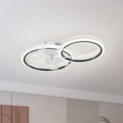 Thehotsale Modern Black 7 Blades Ceiling Fan With Dimmable Led Light2 Round Shades & Remote Control from B&Q