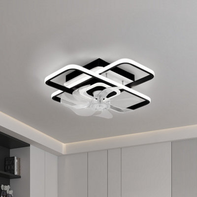 Thehotsale Modern Black Smart Ceiling Fan Light7-Blade Rectangular DesignDimmable Led And Remote Control from B&Q