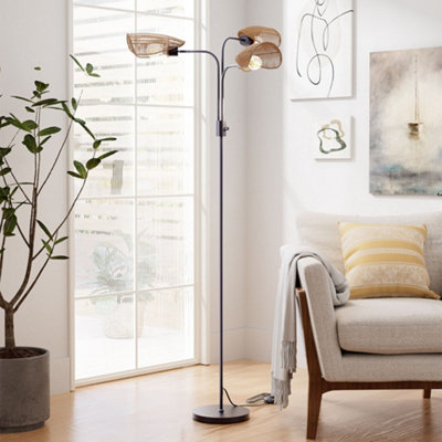 Darphe 3-Light E27 Brown Modern Floor Lamp With Handwoven Paper Rope Shade from B&Q