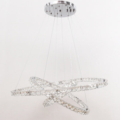 Darphe 70Cm Crystal ChandelierAdjustable 3 Ring Led Ceiling Light For Dining Room And Living Room from B&Q