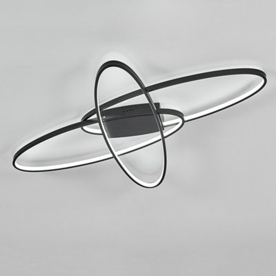 Darphe Modern Stylish Black Oval Dimmable Led Semi Ceiling Light90Cm from B&Q