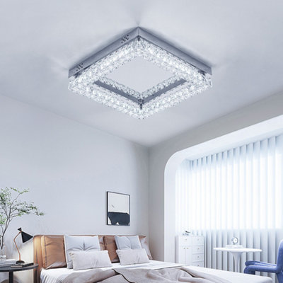 Darphe 40X40Cm Square Crystal Ceiling Light6000K Chrome Plated Crystal Led from B&Q