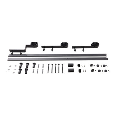 Garden Sanctuary Industrial Bypass Sliding Barn Door Track Kit For Double Door Heavy Duty Hardware Kit (L)200Cm from B&Q