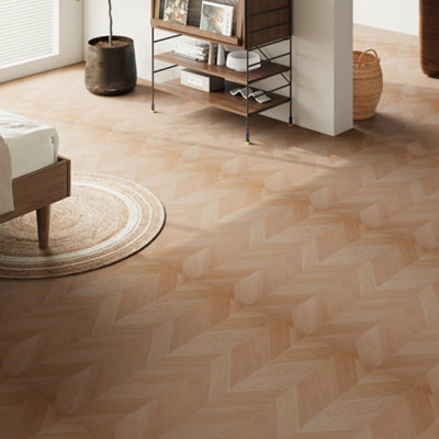 Garden Sanctuary Chevron Patterned Yellow-Brown Oak Effectself-Adhesive Pvc Flooring Planks 36Pcs/pack from B&Q
