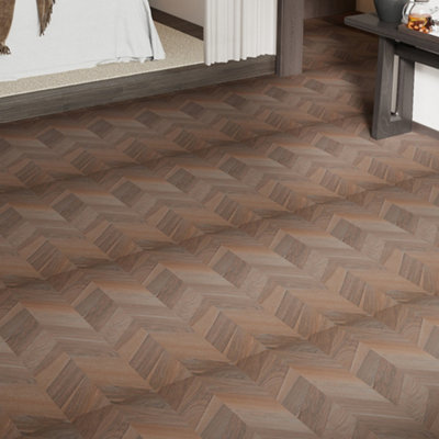 Garden Sanctuary Chevron Patterned Light Brown Self-Adhesive Pvc Flooring Planks 36Pcs/pack from B&Q