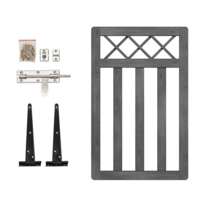 Darphe Grey Wooden Garden Gate With Secure Latch Flat Top Fence Design 76Cm X 120Cm from B&Q