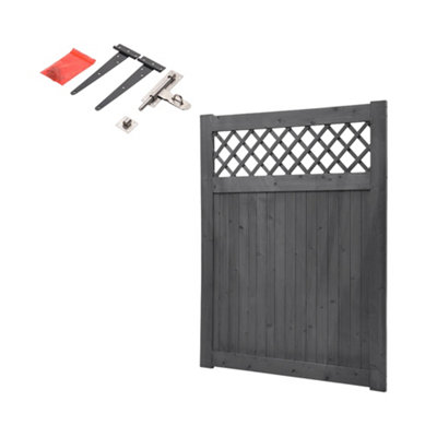 Darphe Grey Flat Top Rhombus Pattern Wooden Garden Fence Gate 120Cm W X 150Cm H from B&Q