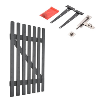 Darphe Grey Garden Wood Picket Fence Gate With Latch 90Cm W X 120Cm H from B&Q