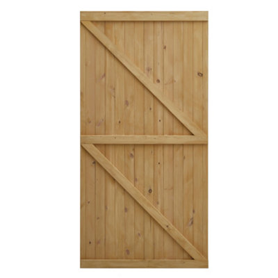 Darphe Flat Top Pine Wood Garden Gate With Latch 91Cm W X 183Cm H from B&Q