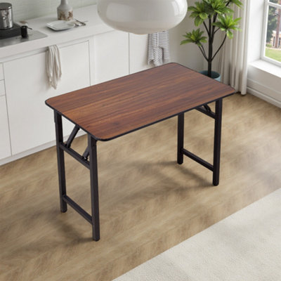 B&Q -  Walnut Finish Rectangular Folding Table With Double Spring Mechanism100Cm W X 60Cm D X 75Cm H