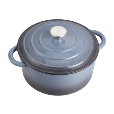 Thehotsale 2L Grey Enameled Cast Iron Round Dutch Oven Pot With Lid20Cm(W) X 8.5Cm(H) from B&Q