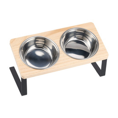 Thehotsale Elevated Pet Feeder With 2 Ceramic Bowls For Cats And Small Dogs from B&Q