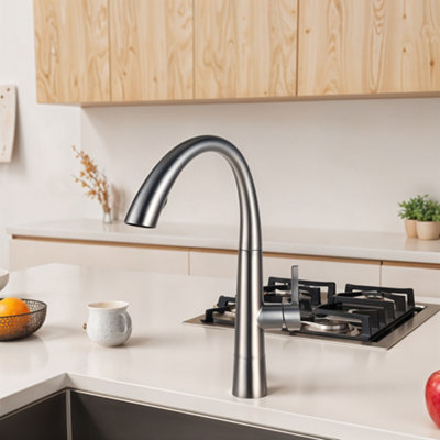 Thehotsale G1/2 Silver Pull-Out Sprayer Retractable Kitchen Faucet With 2 Modes from B&Q