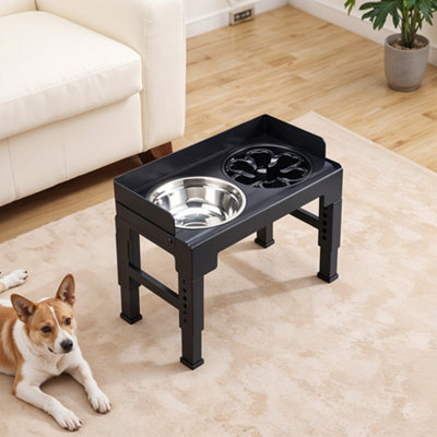 Thehotsale Black Elevated Dog Feeder With Slow Feeder Bowl And Stainless Steel Bowl42Cm W X 23.5Cm D from B&Q
