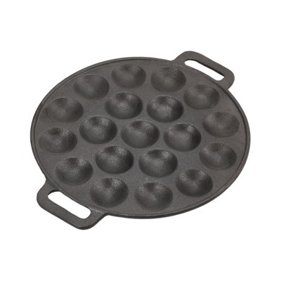Thehotsale Black Round Non-Stick 19-Hole Cast Iron Aebleskiver Pan29Cm W X 24Cm D X 1.5Cm H from B&Q