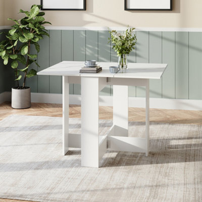 Thehotsale White Modern Rectangular Drop Leaf Dining Table103Cm W X 76Cm D X 73Cm H from B&Q