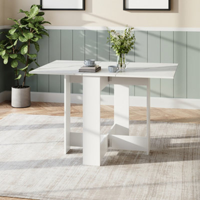 Thehotsale White Modern Rectangular Drop Leaf Dining Table120Cm W X 76Cm D X 73Cm H from B&Q
