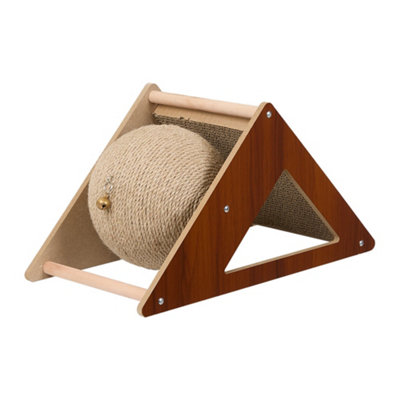 Thehotsale Wooden Interactive Cat Toy Cat Scratching Board With Sisal Ball40Cm W X 20Cm D X 21Cm H from B&Q