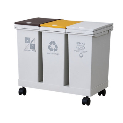 Living And Home 36L 3-Compartment Dry Wet Separation Trash Bin With Lids51Cm W X 28Cm D X 43Cm H from B&Q