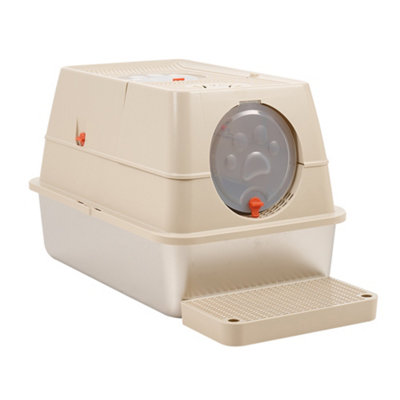 Living And Home Khaki Enclosed Cat Litter Box With Odour Control And Scoop from B&Q