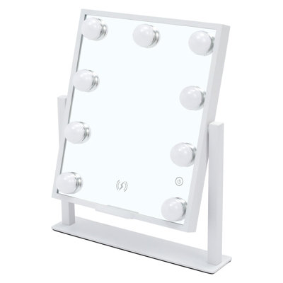 Darphe White Rectangular 9 Led Hollywood Style Vanity Mirror30Cm(W) X 36Cm(H) from B&Q
