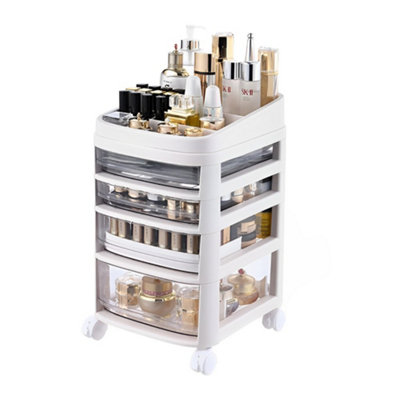 Darphe 4 Tiers White Removable Cosmetic Storage Organizer With Drawers from B&Q