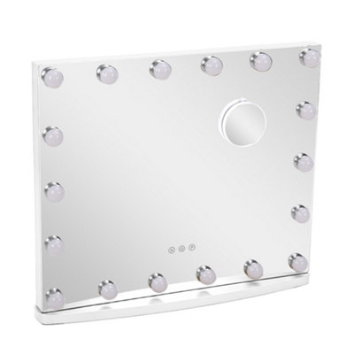 Darphe White Hollywood Lighted Rectangle Touch Control Led Metal Makeup Mirror With 3 Light Modes58Cm W X 48.5Cm H from B&Q