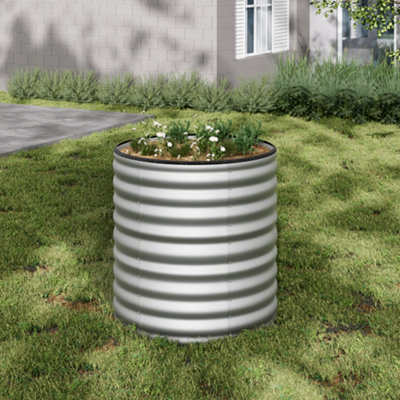 Breeins 80Cm H Round Metal Raised Bed Galvanized Raised Planter Box Outdoor Raised Garden Bed KitSilver from B&Q