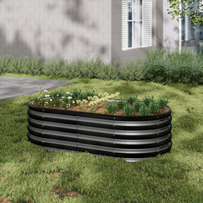 Breeins 160Cm W Anthracite Oval Garden Galvanized Steel Raised Garden Bed Raised Planter Box Outdoor Raised Garden Bed Kit from B&Q