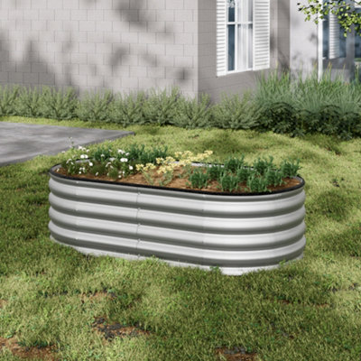 Breeins 160Cm W X 80Cm D X 42Cm H Anthracite Oval  Galvanized Raised Planter Box Outdoor Raised Garden Bed Kit Garden Flower Bed from B&Q