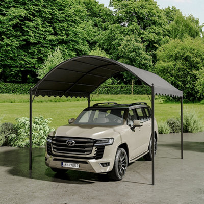 Breeins 3X3M Canopy Outdoor Metal Arched Pergola Shelter Sunshade Awning With Metal FrameDark Grey from B&Q