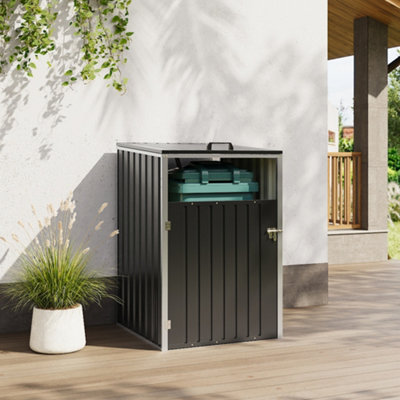 Breeins 80Cm W X 81.5Cm D Metal Outdoor Garbage Bin Shed For 1 Trash BinCharcoal Black from B&Q