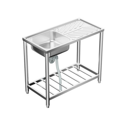 Darphe 100Cmw 1 Compartment Commercial 201 Stainless Steel Kitchen Sink With Drainboard from B&Q