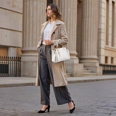 Thehotsale Beige Pu Leather Shoulder Bag Handbag With Shoulder Strap