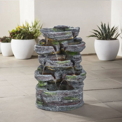 Breeins Outdoor Solar Powered Cascading Water Feature Garden Layered Led Fountain Outdoor Ornament Statue Fountain 46Cm H from B&Q