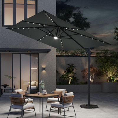 Breeins Dark Grey Tilt With Led Light Outdoor Garden Patio Umbrellas Parasol For Beach Backyard And Pool With Base from B&Q