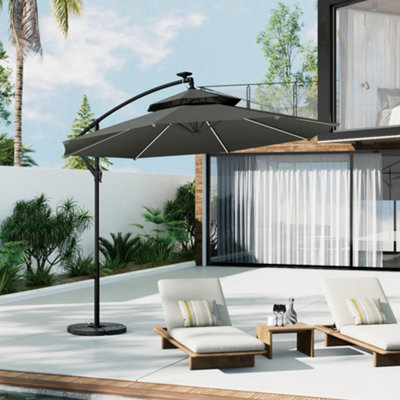 Breeins Black Outdoor Garden Patio Cantilever Parasol Patio Umbrellas For Backyard And Pool With Fillable Base And Cross Base from B&Q