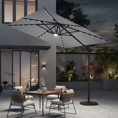 Breeins Light Grey Outdoor Garden Patio Umbrellas Cantilever Waterproof Parasol For Backyard And Pool With Base from B&Q