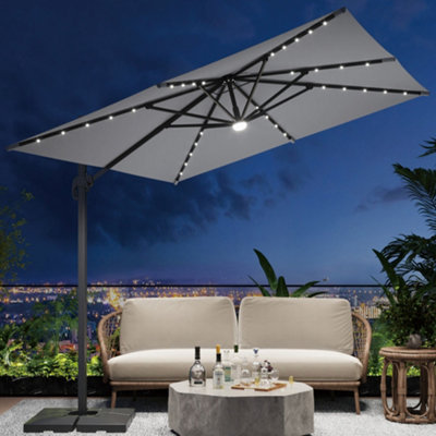 Breeins Grey Square Cantilever Parasol Umbrellas Waterproof Parasol For Backyard And Pool With Base from B&Q