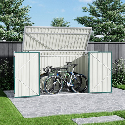 Breeins Outdoor Metal  Lockable Garden Storage Shed Bike Shed Pent Tool Storage Shed With Door And Roof Green For BikesGarbage Bins from B&Q