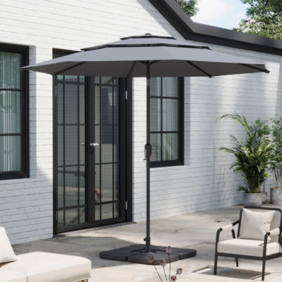 Breeins Light Grey Outdoor Garden Patio 3-Tier Umbrellas Parasol For Beach Backyard And Pool With Base from B&Q