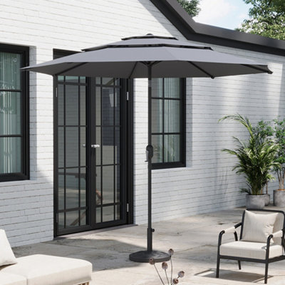 Breeins Light Grey Garden 3-Tier Umbrella Outdoor Patio Umbrellas Parasol For Beach Backyard And Pool With Stand from B&Q