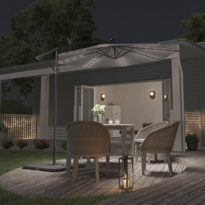 Breeins 3M Black Crank Tilt With Led Light Outdoor Swing Patio Umbrella Parasol For Beach Backyard With Square Base from B&Q