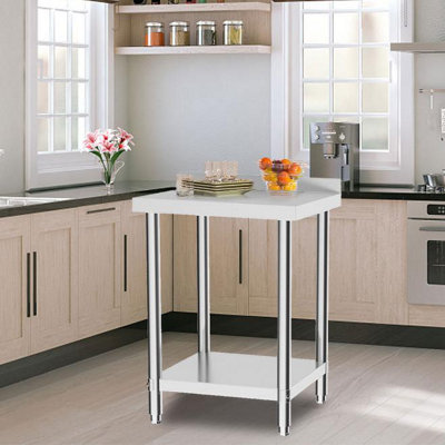 Darphe 2 Tier Commercial Kitchen Prep & Work Stainless Steel Table With Backsplash from B&Q