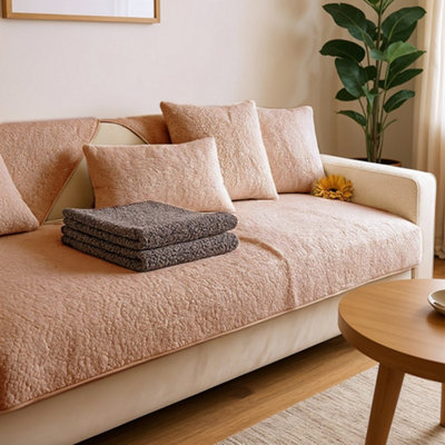 Living And Home Sherpa Fleece Anti-Slip Sofa Cover Couch Furniture Protector Anti-Slip Brown 160Cm X 90Cm from B&Q