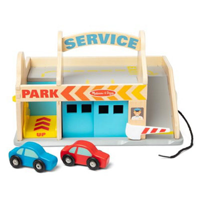 Melissa & Doug Service Station Parking Garage Wooden Vehicle Pretend Play 3+ Gift For Boy Or Girl from B&Q